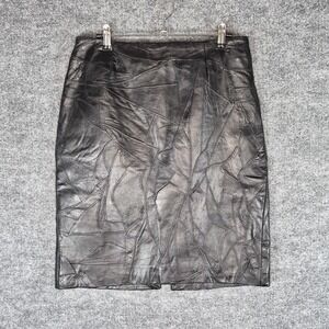 Bagatelle Patchwork Skirt Womens Size 8 Black Genuine Leather Pencil Midi